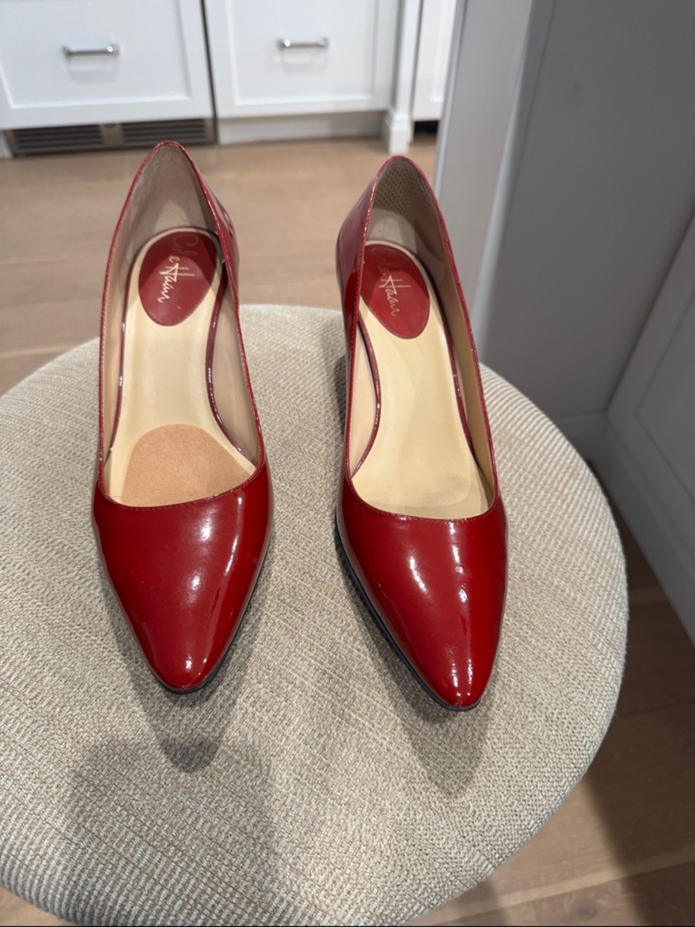 Cole Haan Red Patent Pointed-Toe Pumps